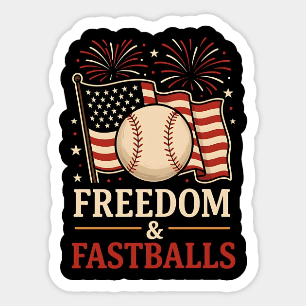 Freedom & Fastballs Baseball 4th of July Patriotic Sticker by ArtistTee ⭐⭐⭐⭐⭐